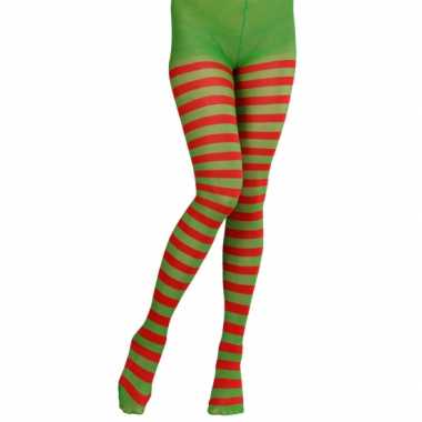 Kerstelf panty rood met groen